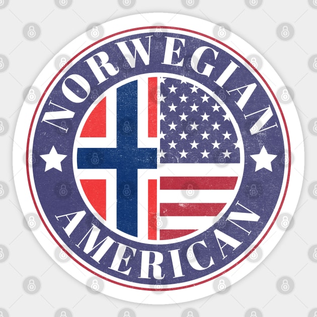 Proud Norwegian-American Badge - Norway Flag Sticker by Yesteeyear